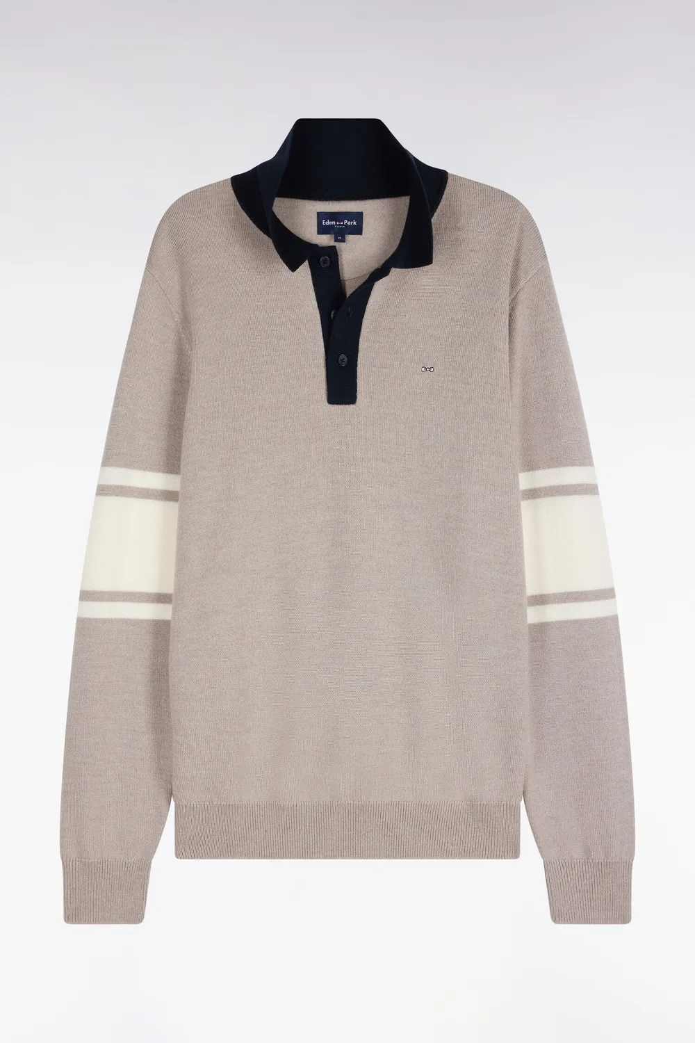 Eden Park pull col polo H26MAIPU0036 beige mérinos