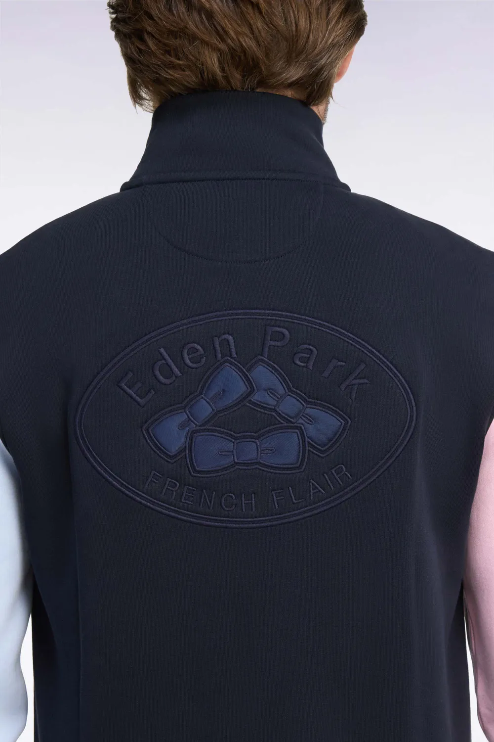 Eden Park sweat zippé molleton tricolore brodé homme
