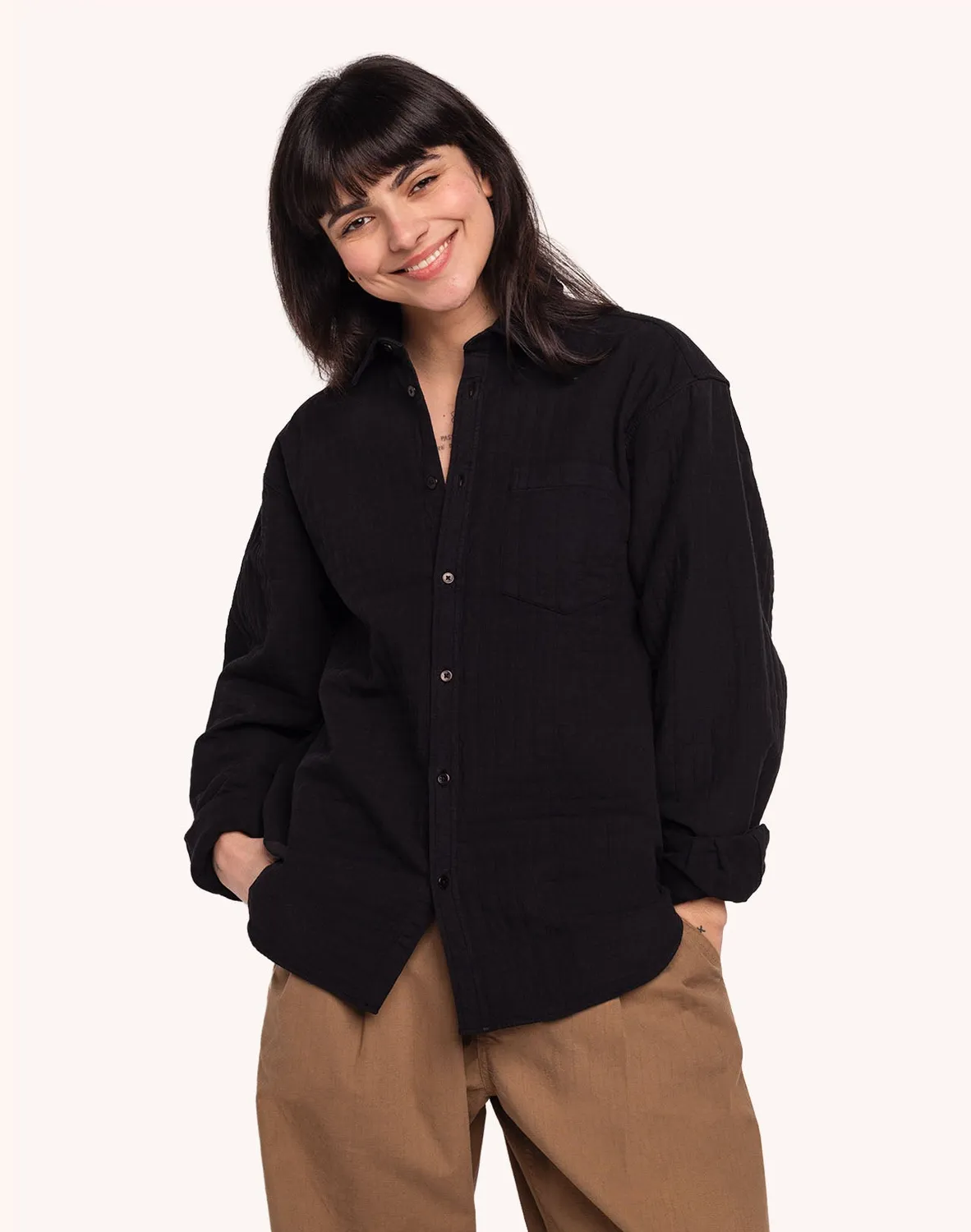 Olow Nago Jalisco chemise noir matelassé