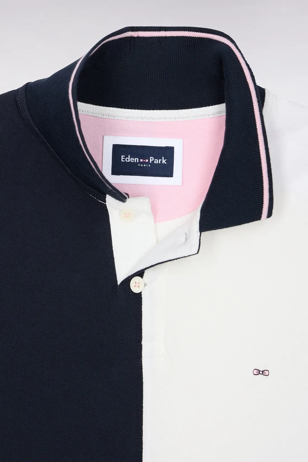 Eden Park Tricolore polo écru piqué coton homme