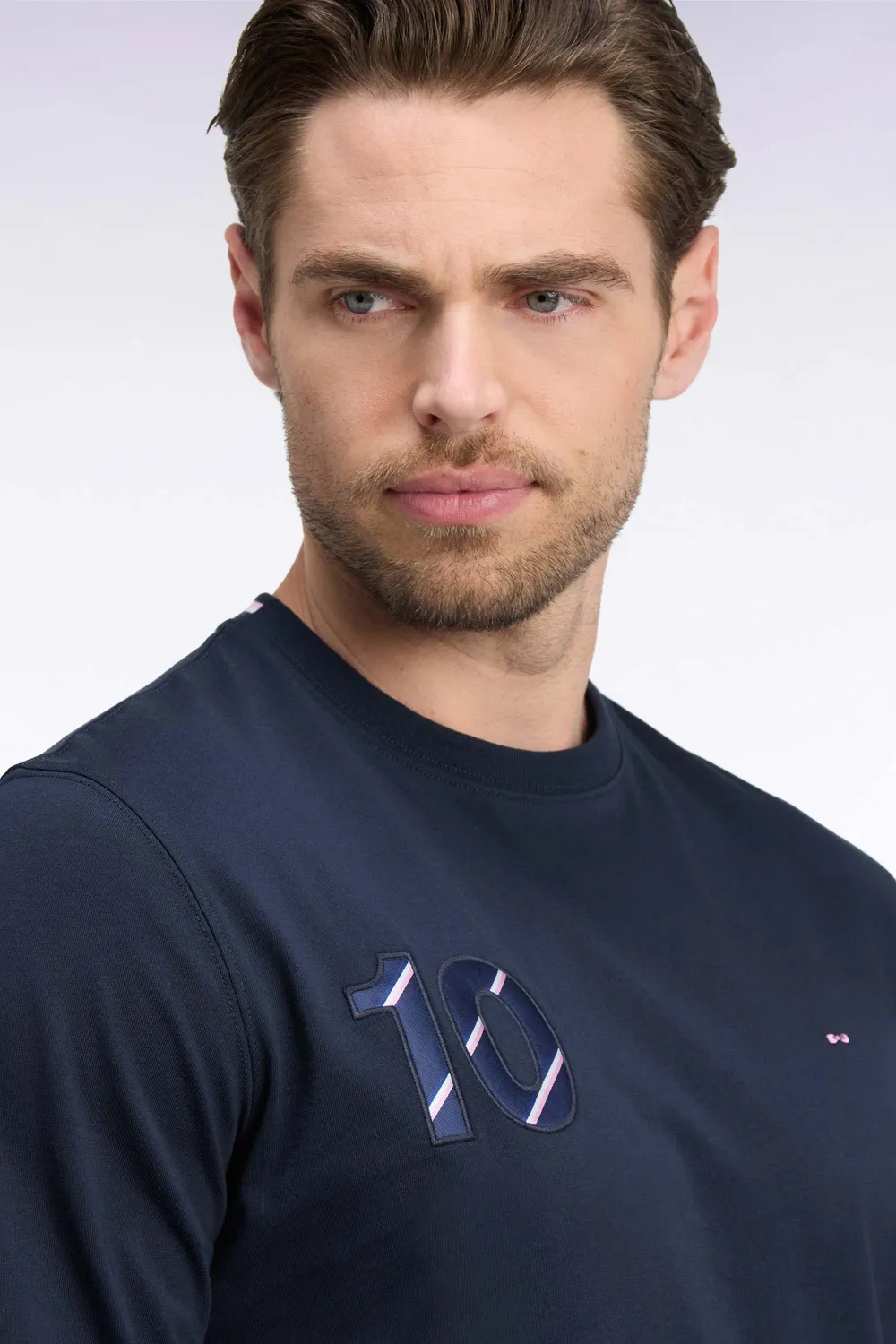 Eden Park T-shirt manches longues coton marine coupe regular