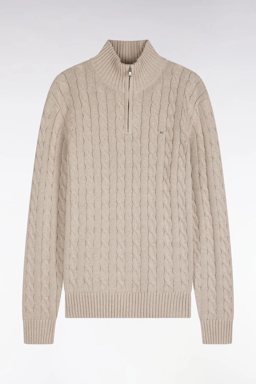 Eden Park pull torsades col camionneur beige coupe droite