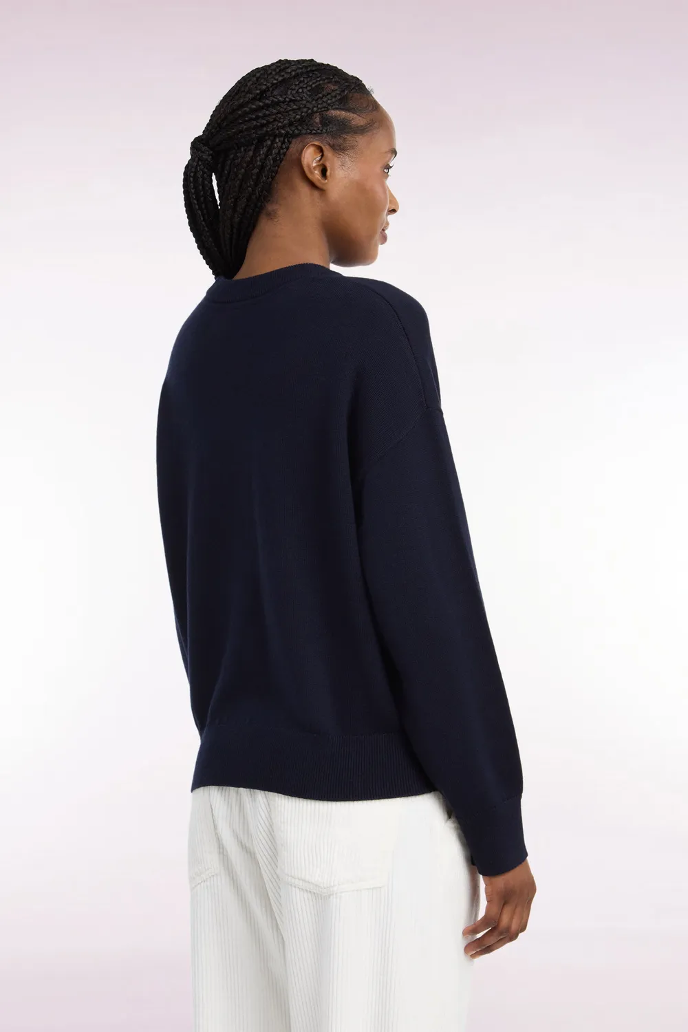Eden Park pull col rond marine laine coton femme oversized