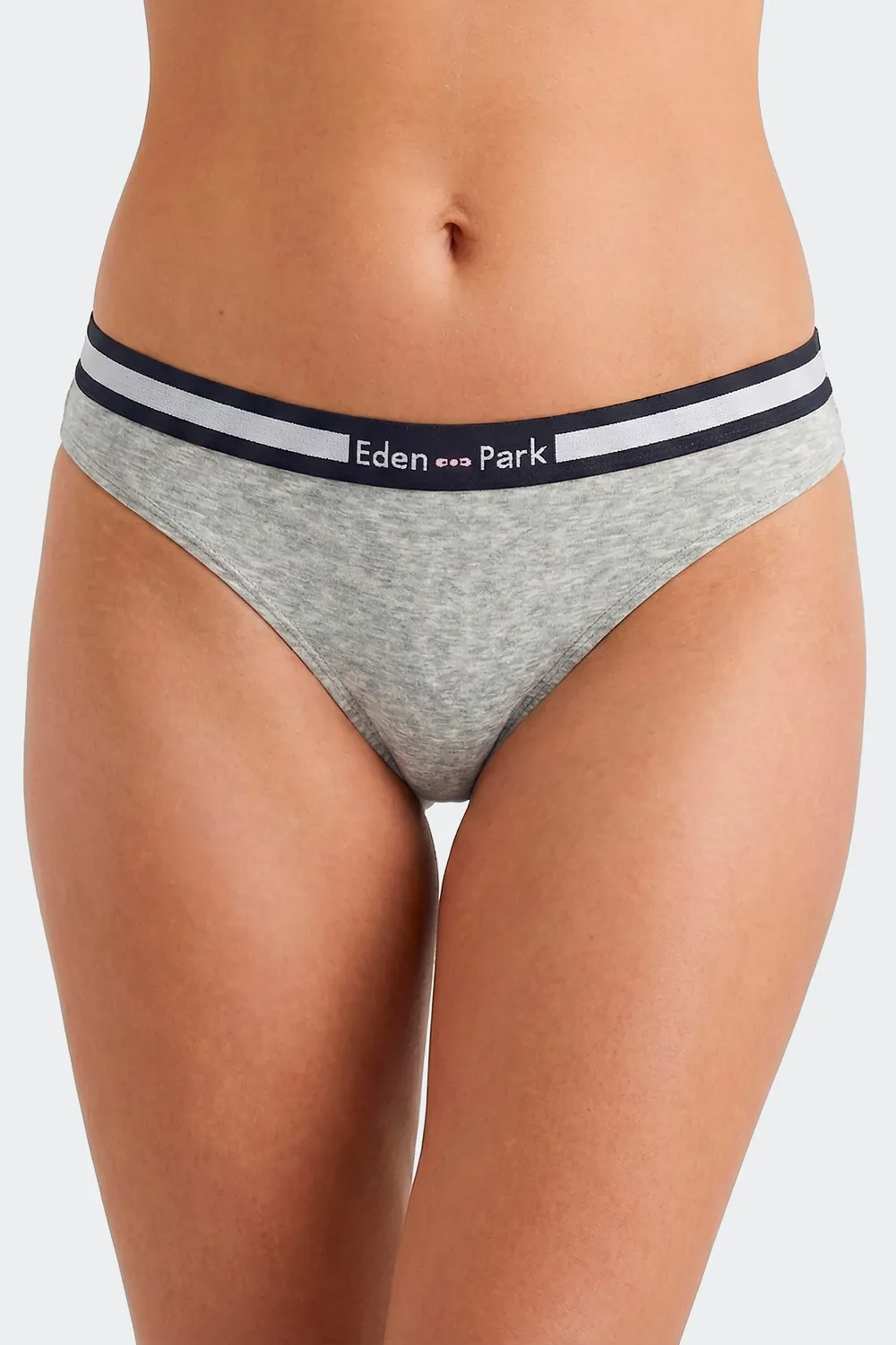 Eden Park tanga femme gris coton stretch élastique siglé