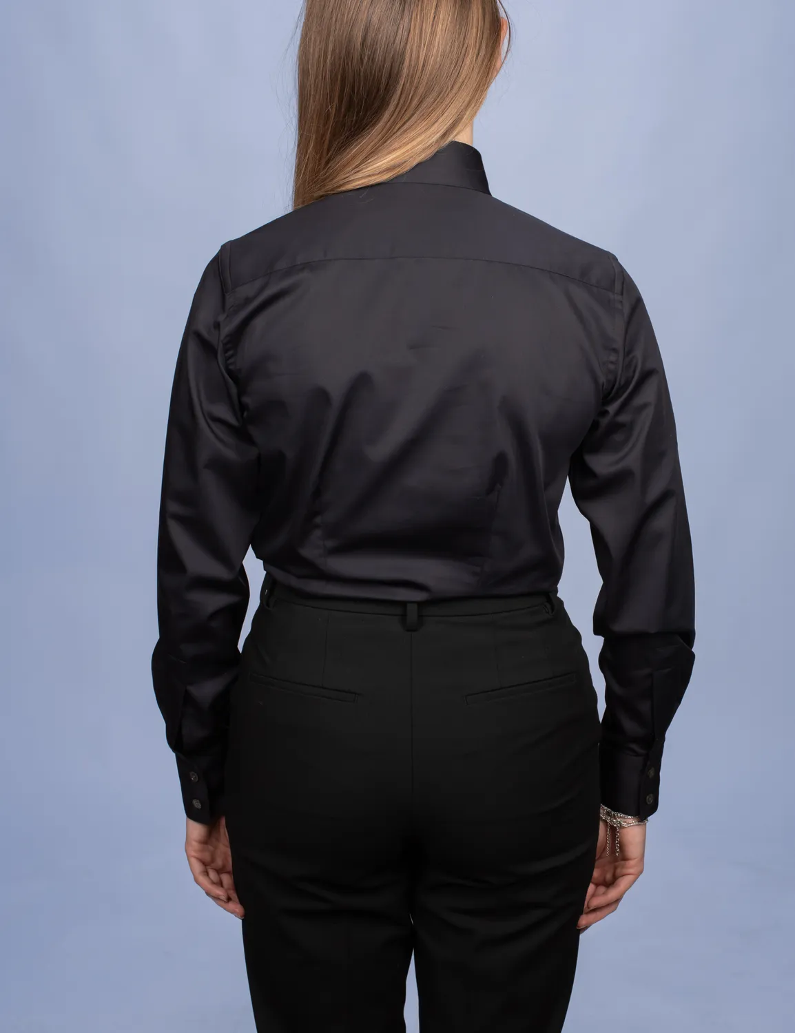 La Chemise Française Satin Noir chemisier femme coton brillant
