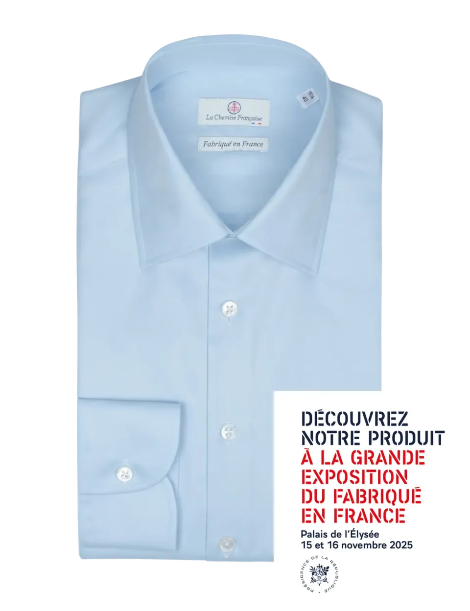 La Chemise Française Elysée chemise homme twill bleu ciel