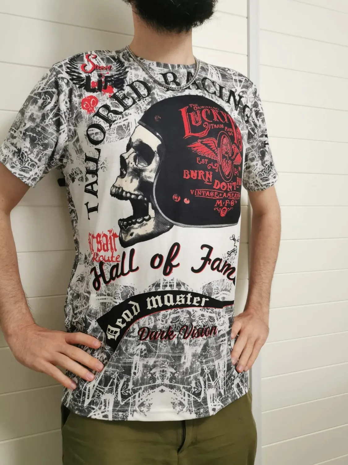 Subliminal Mode BX114 t-shirt tête de mort vert biker