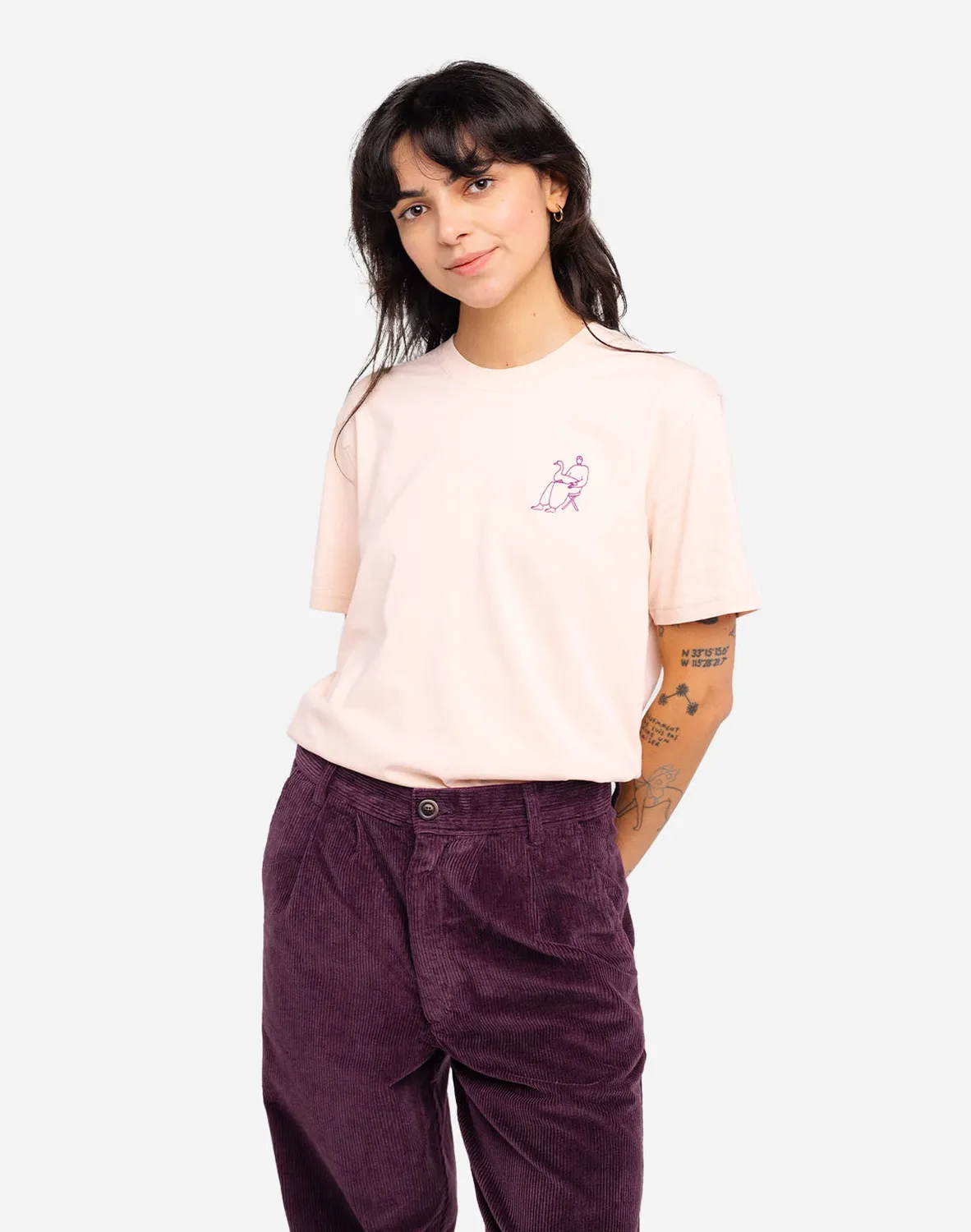 OLOW Goose t-shirt crème coton bio brodé