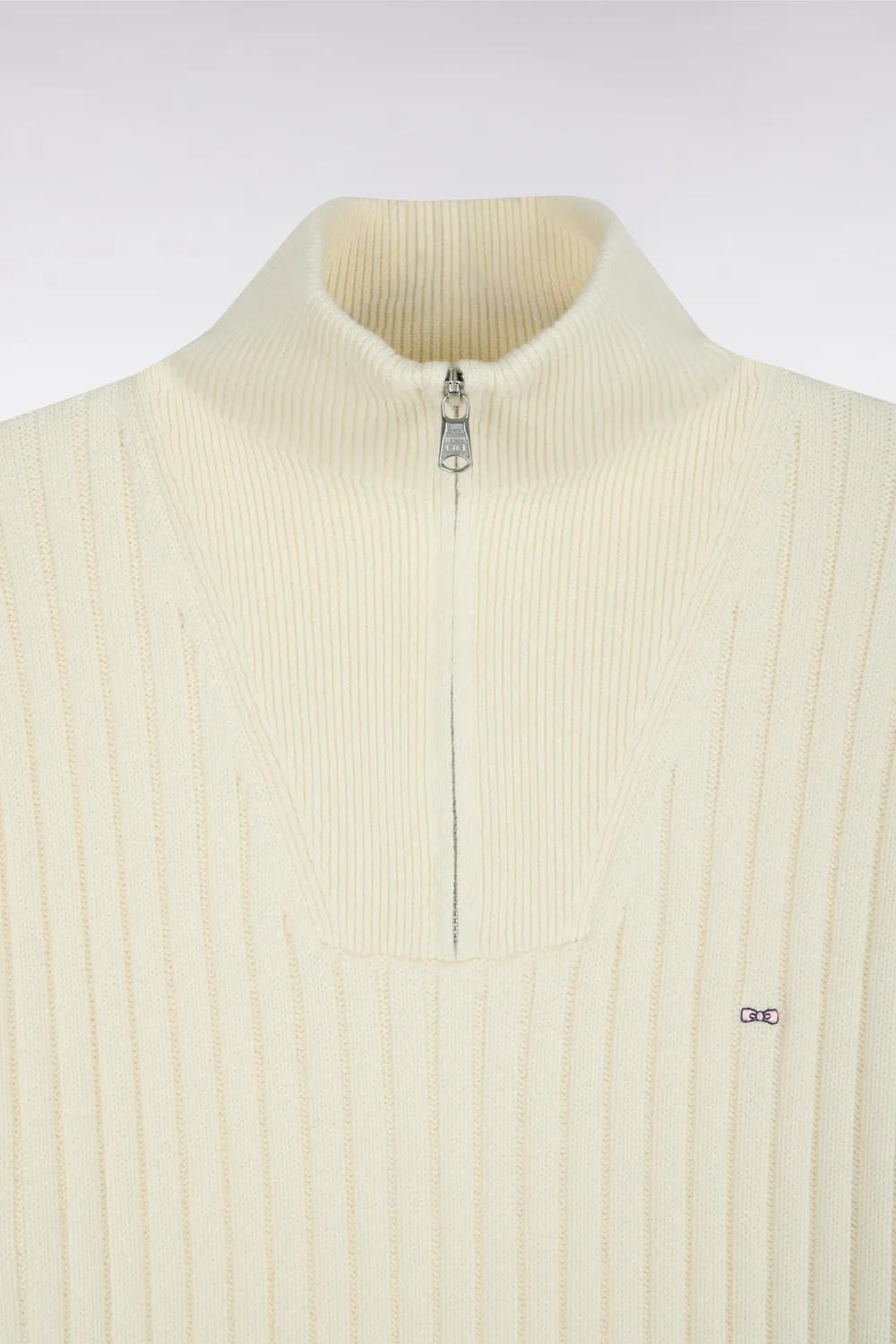 Eden Park pull col camionneur écru laine coton coupe droite