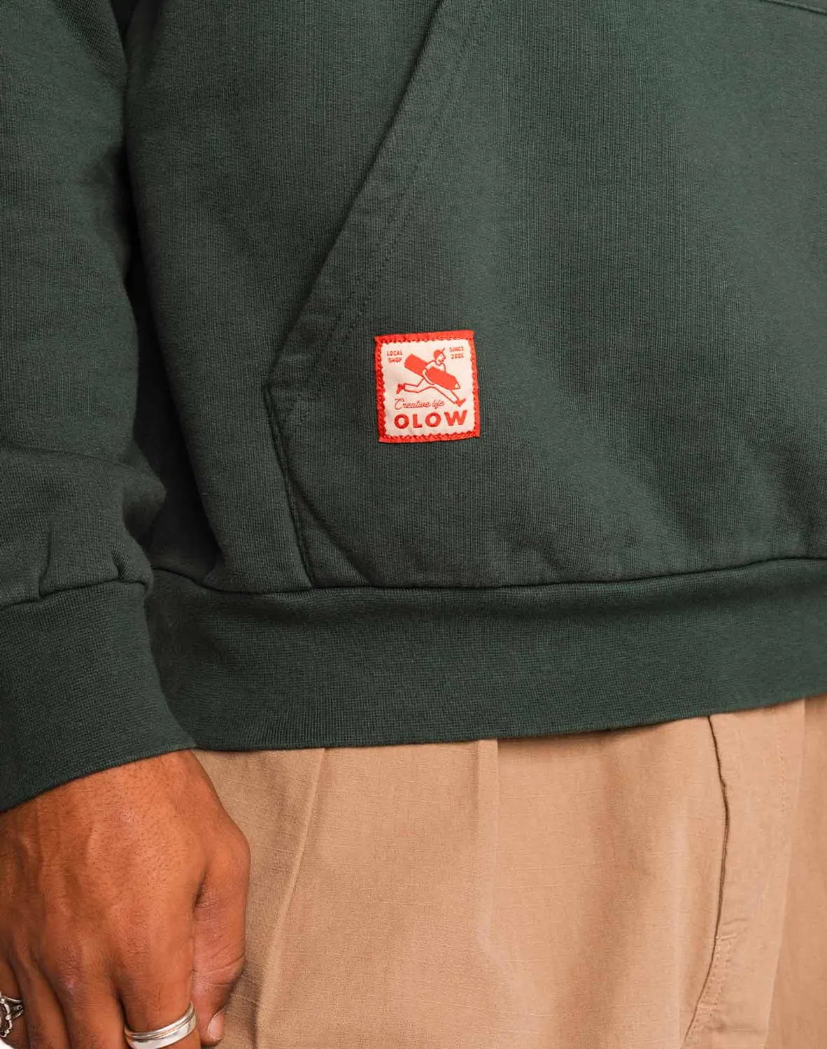 Olow Houdini sweat capuche vert mélèze molleton 430g