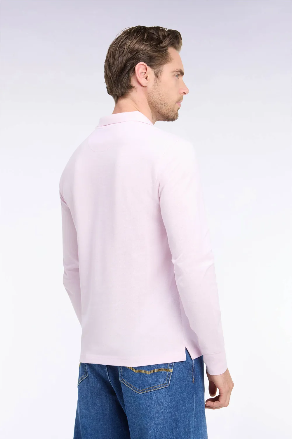 Eden Park polo manches longues rose coton Pima coupe droite