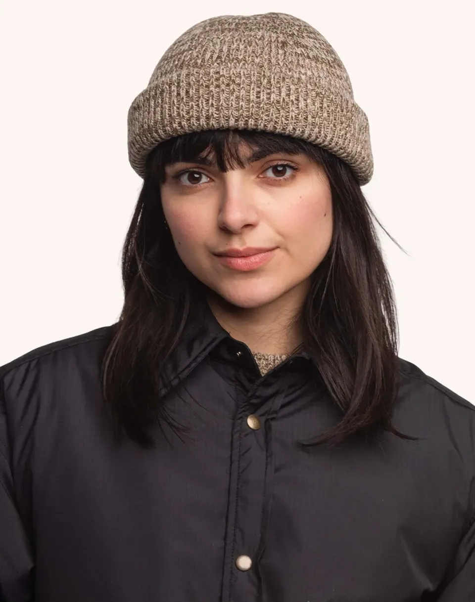 OLOW Falco bonnet beige-kaki chiné laine mérinos