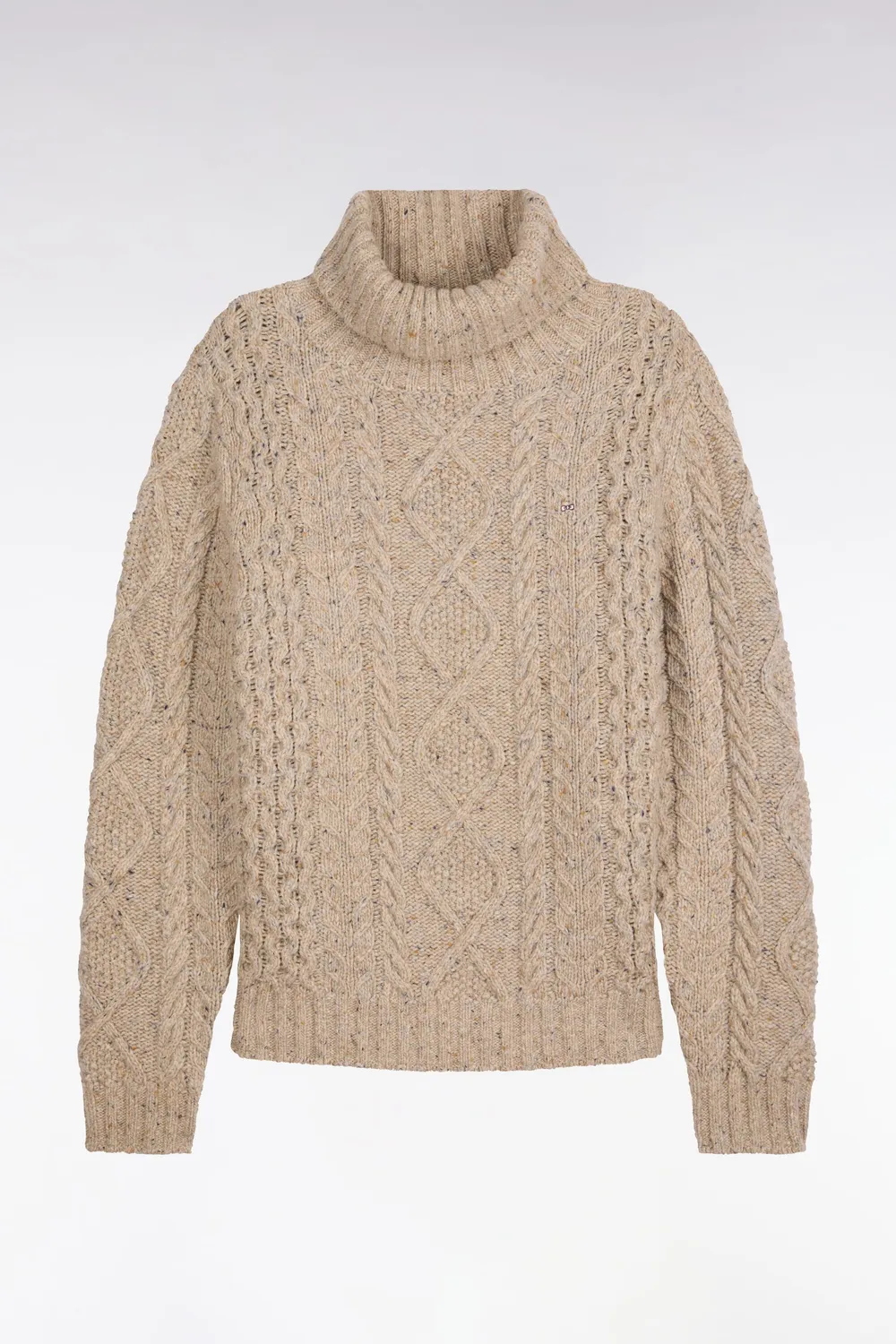 Eden Park Pull col roulé torsadé beige laine