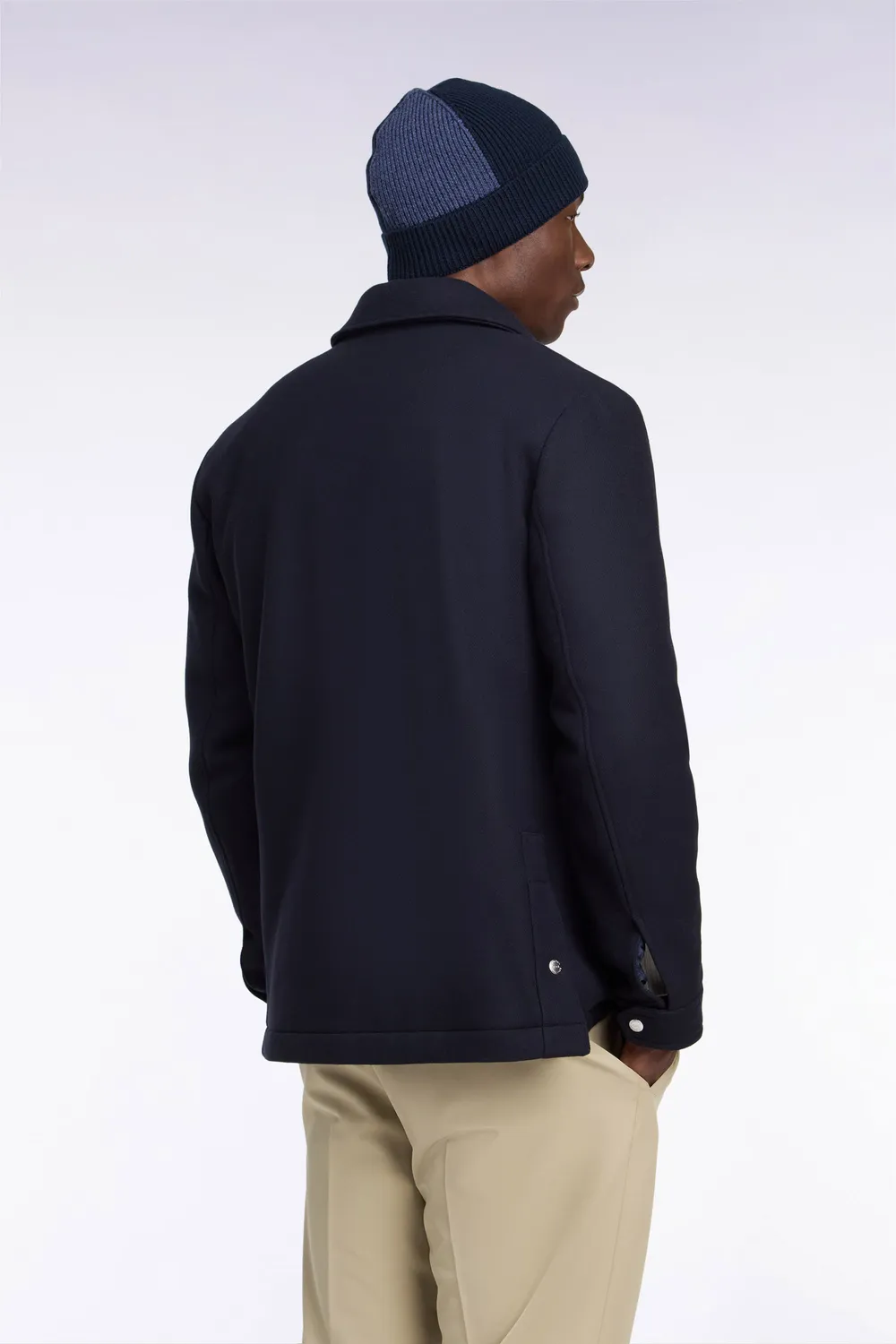 Eden Park parka courte flanelle marine coupe droite