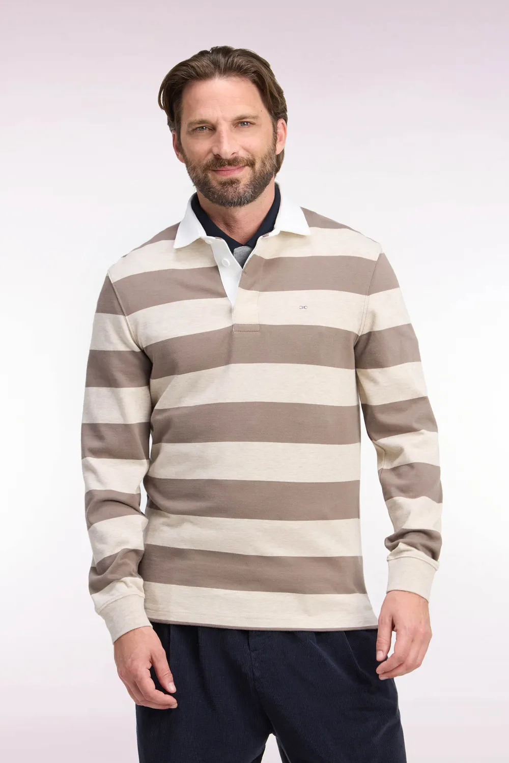Eden Park Club Classique maillot rayé beige coton