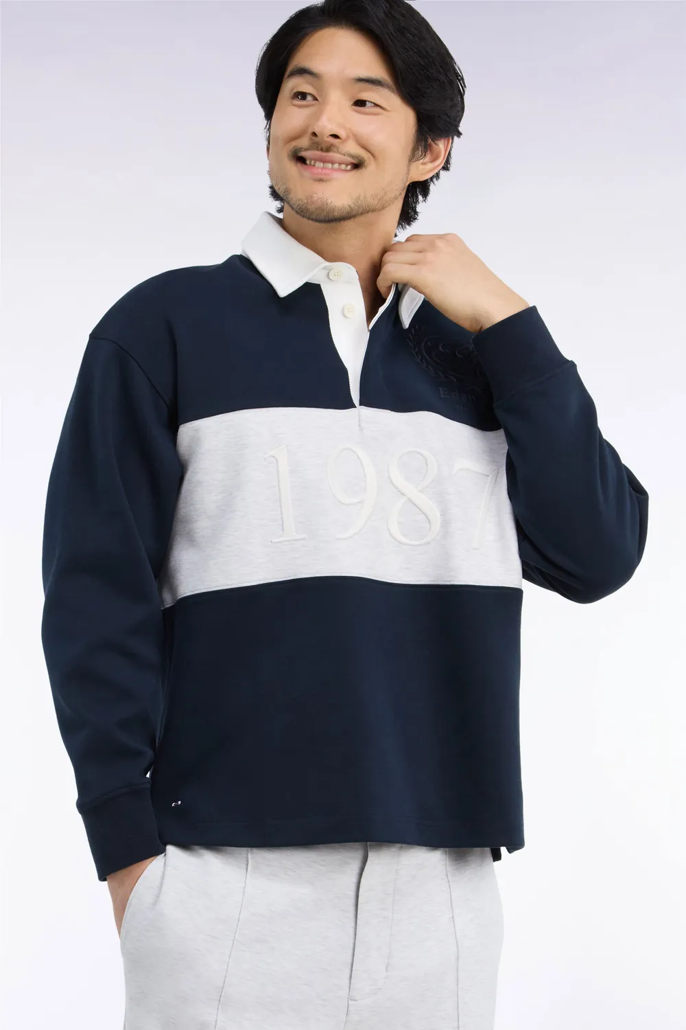 Eden Park Rugby Heritage H26MAISW0041 sweat marine chiné loose