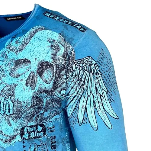 Subliminal Mode BX709 t-shirt manches longues bleu turquoise L