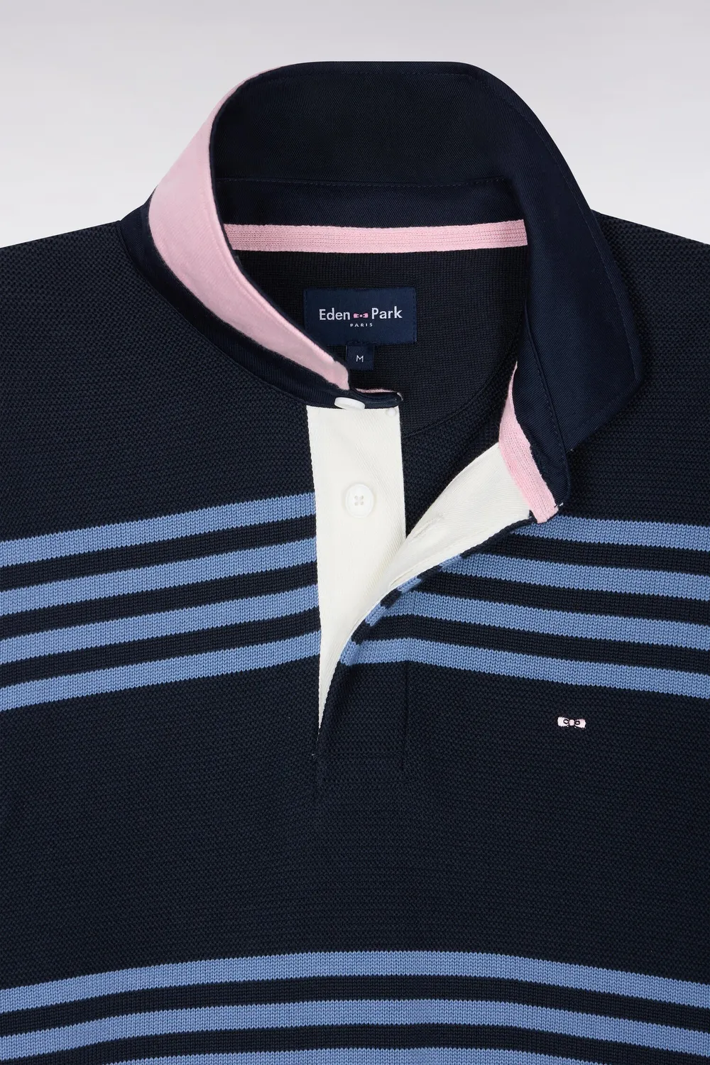 Eden Park Tricolore pull col maillot bleu marine coton
