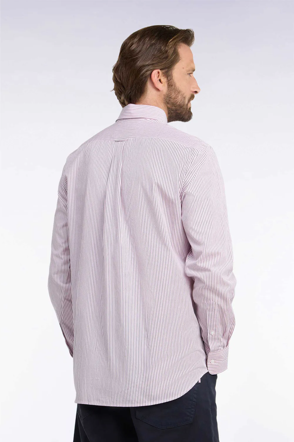 Eden Park College chemise rayures rose coton homme