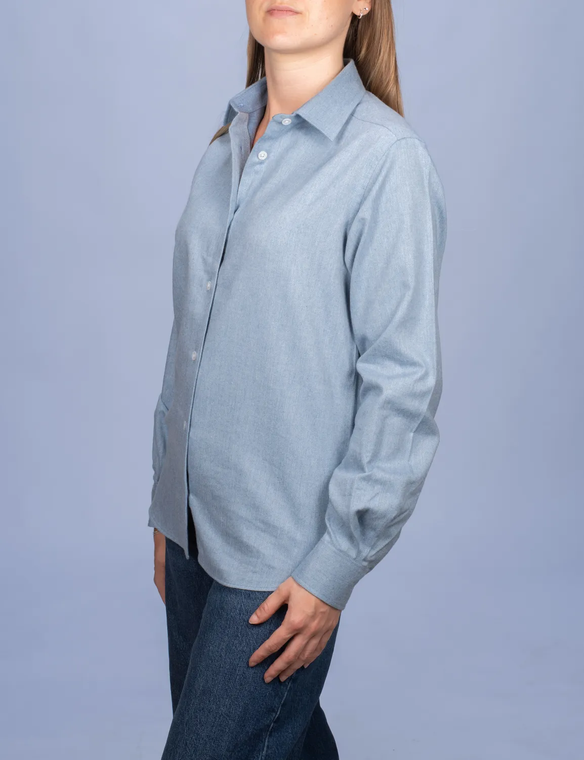 La Chemise Française Flanelle Chaude chemisier coton bleu glacier