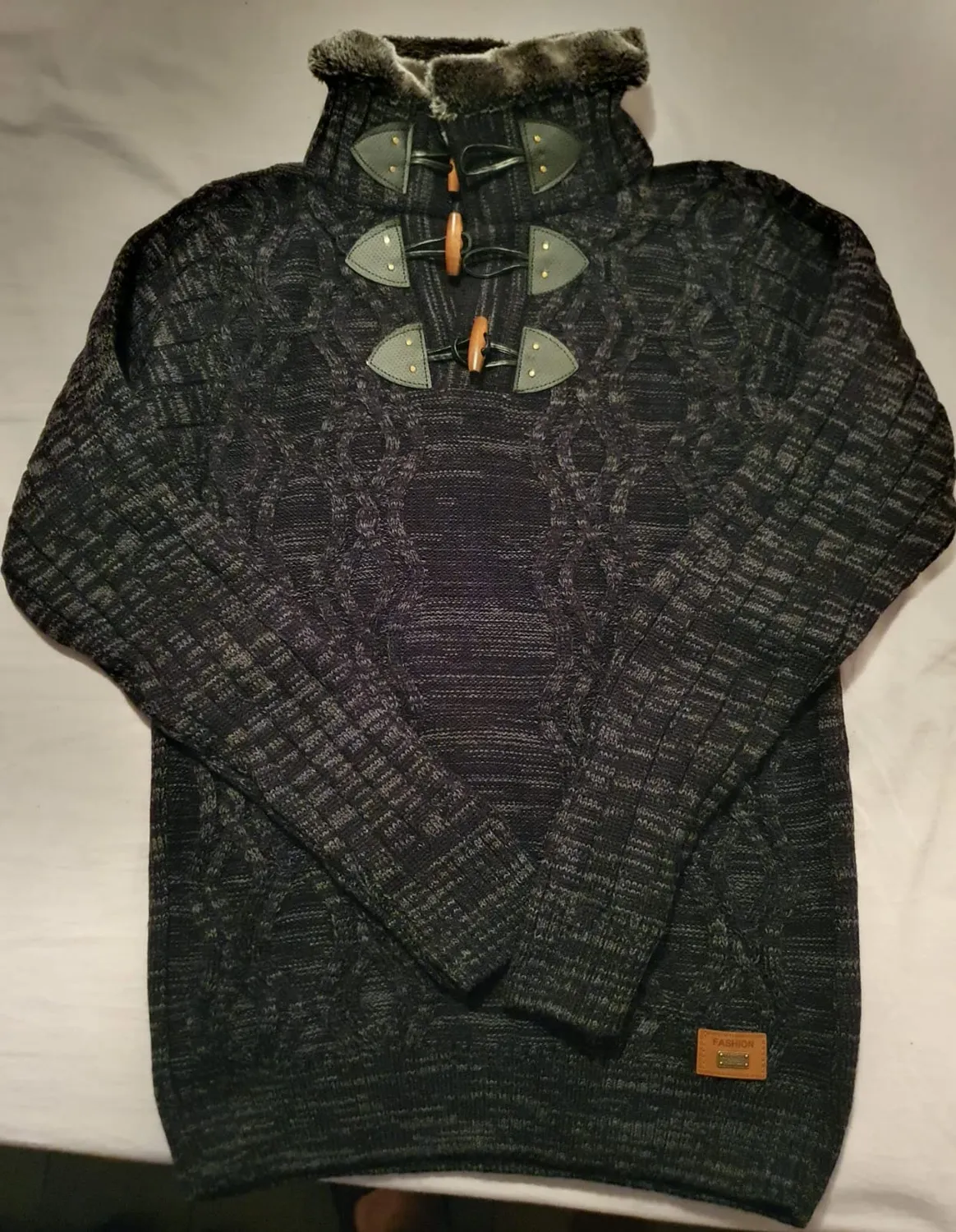Subliminal Mode BX291 pull homme col montant noir grosse maille