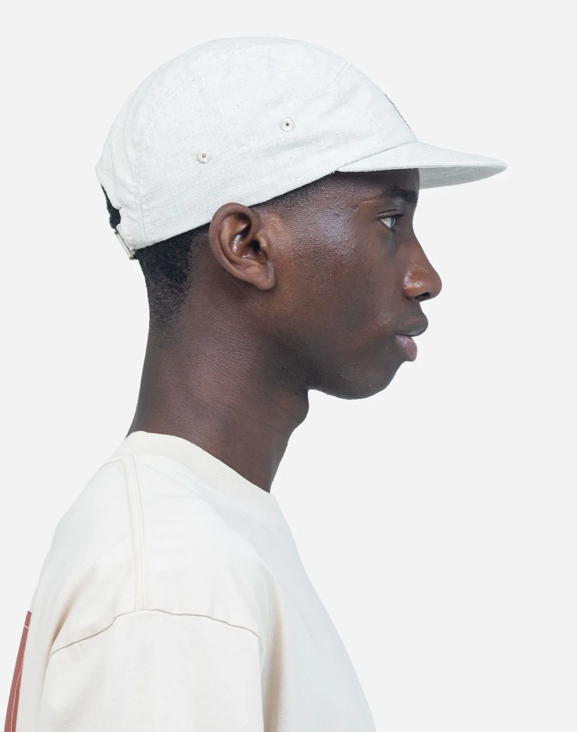OLOW Five Panel Flower casquette écru coton lin