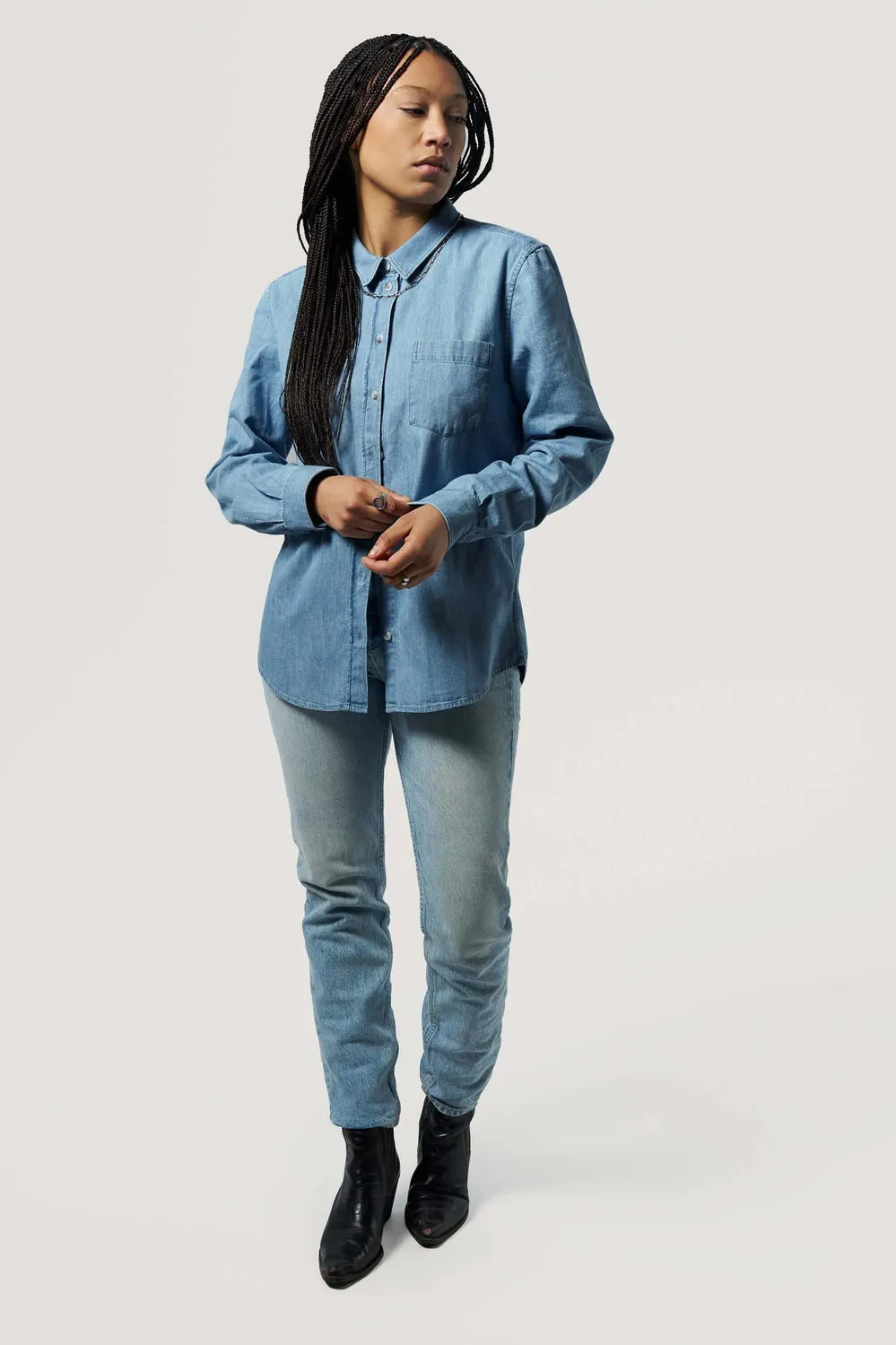 Loom chemise en jean denim bleu moyen