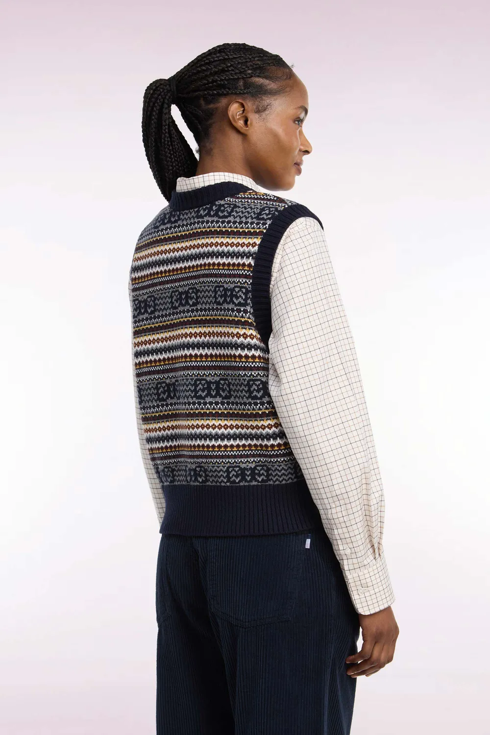 Eden Park Pull sans manches laine coton marine femme