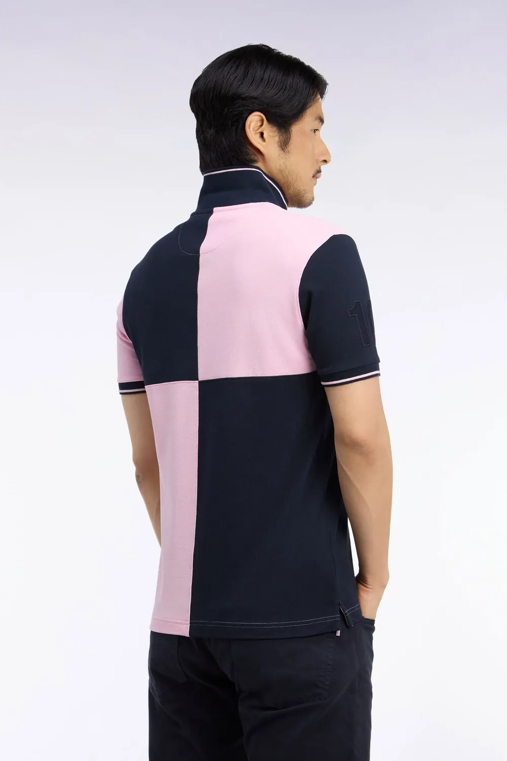 Eden Park polo tricolore marine rose coton coupe droite
