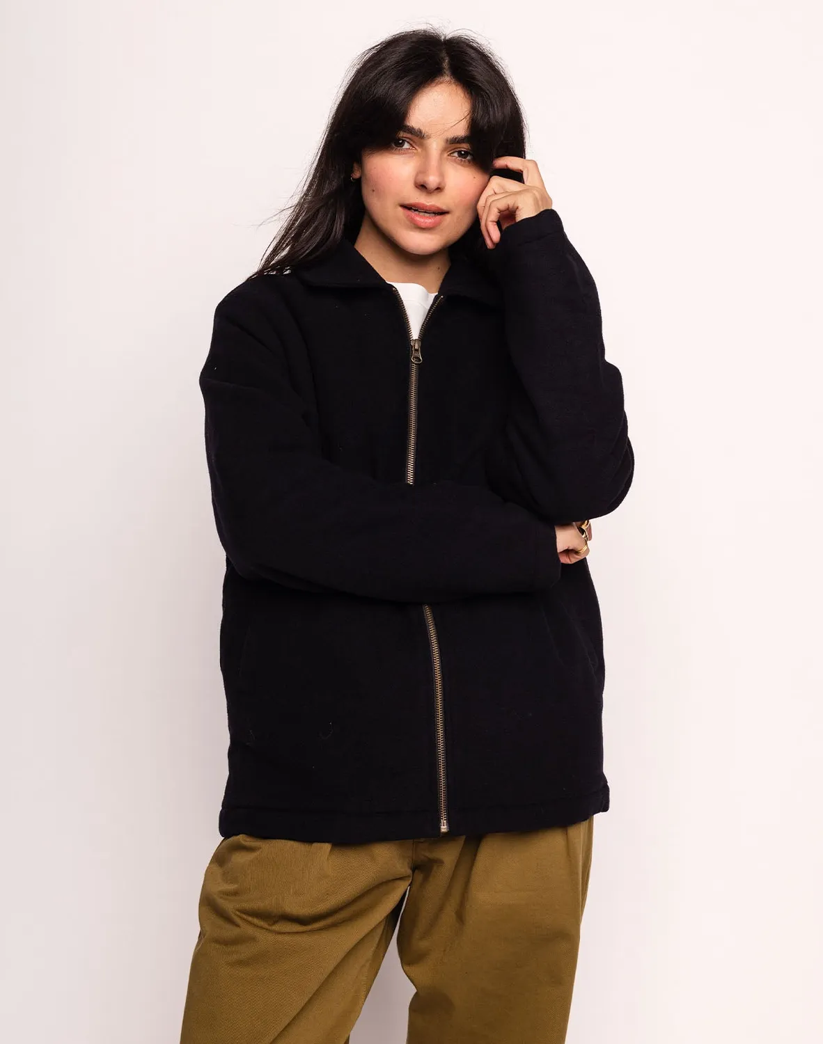 Olow Sherwood blouson zippé noir laine chaude