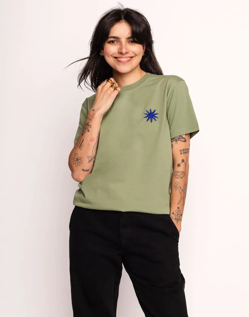 OLOW Pictural t-shirt vert sauge coton bio