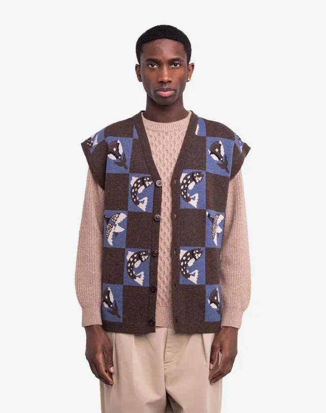 OLOW Solway cardigan sans manches bicolore laine
