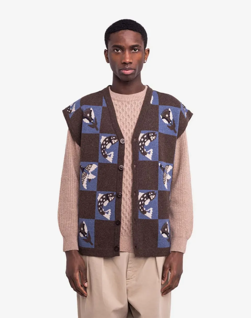 OLOW Solway cardigan sans manches bicolore laine