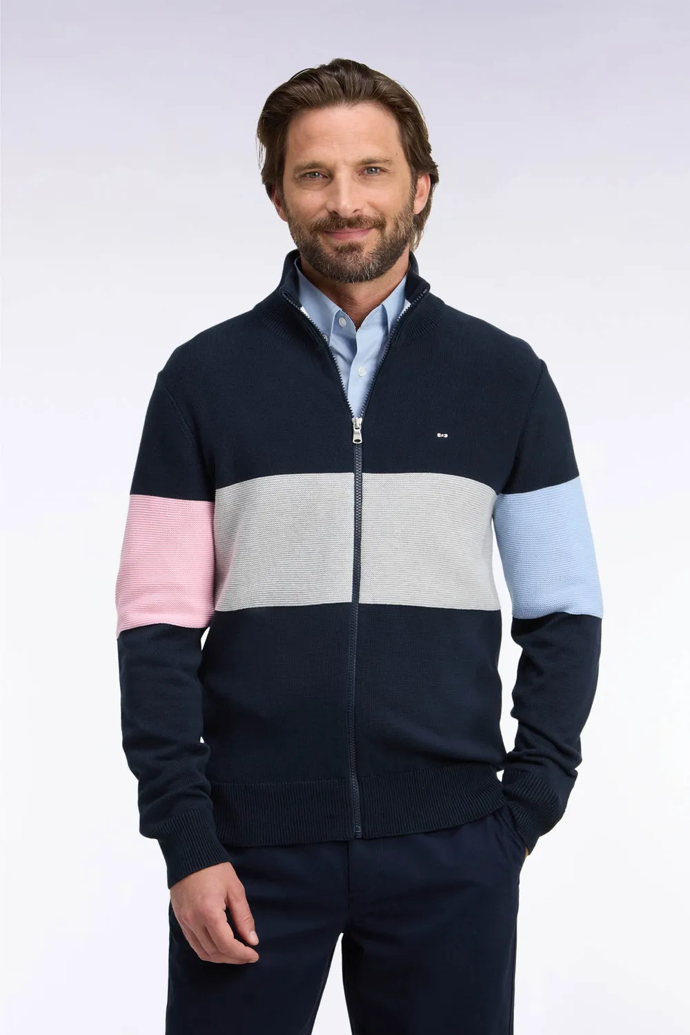 Eden Park Show Bizz cardigan zippé marine coton homme