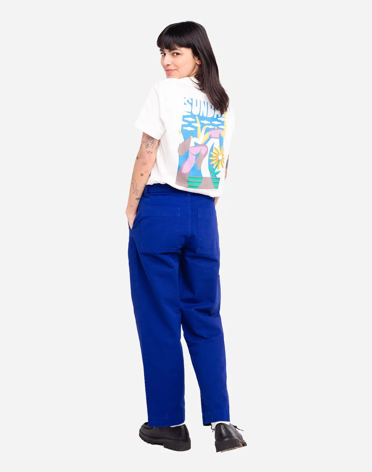OLOW Chuck pantalon bleu roi serge coton bio