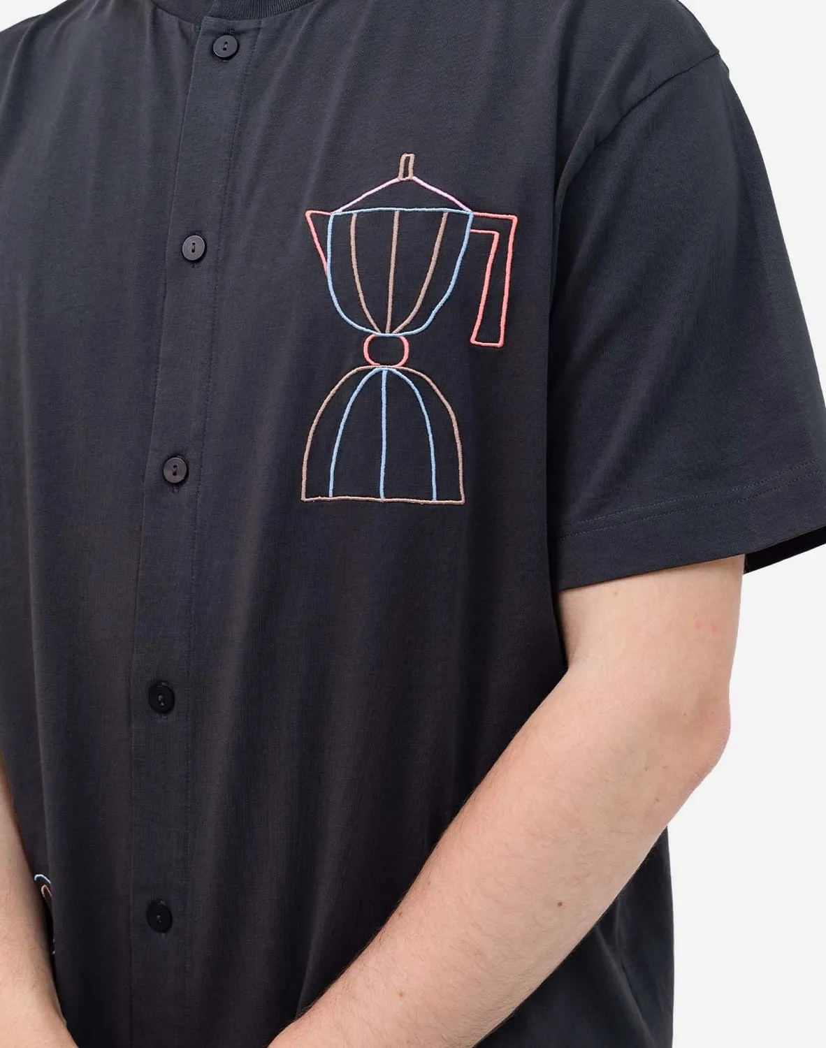 OLOW Moka t-shirt boutonné noir carbone