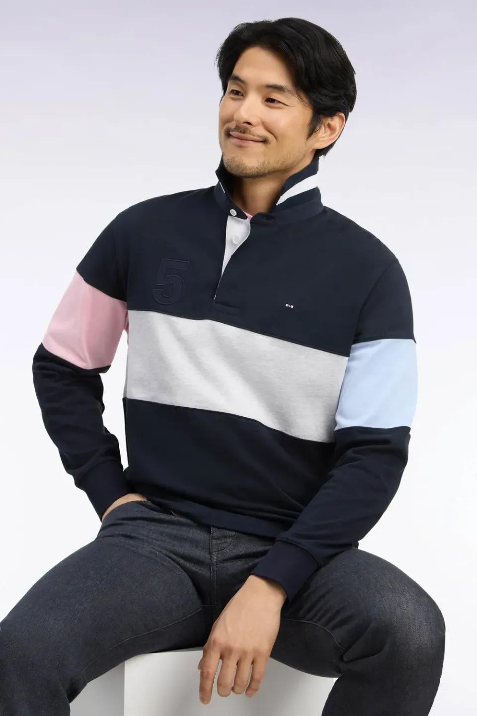 Eden Park Show Bizz maillot rugby marine jersey coton