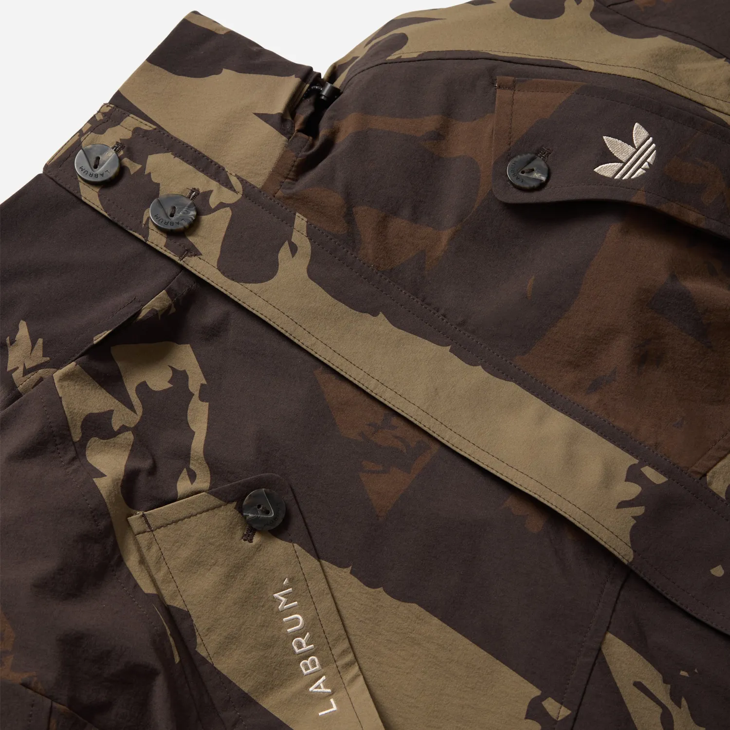 Labrum x adidas x END. parka Night Brown nylon oversize