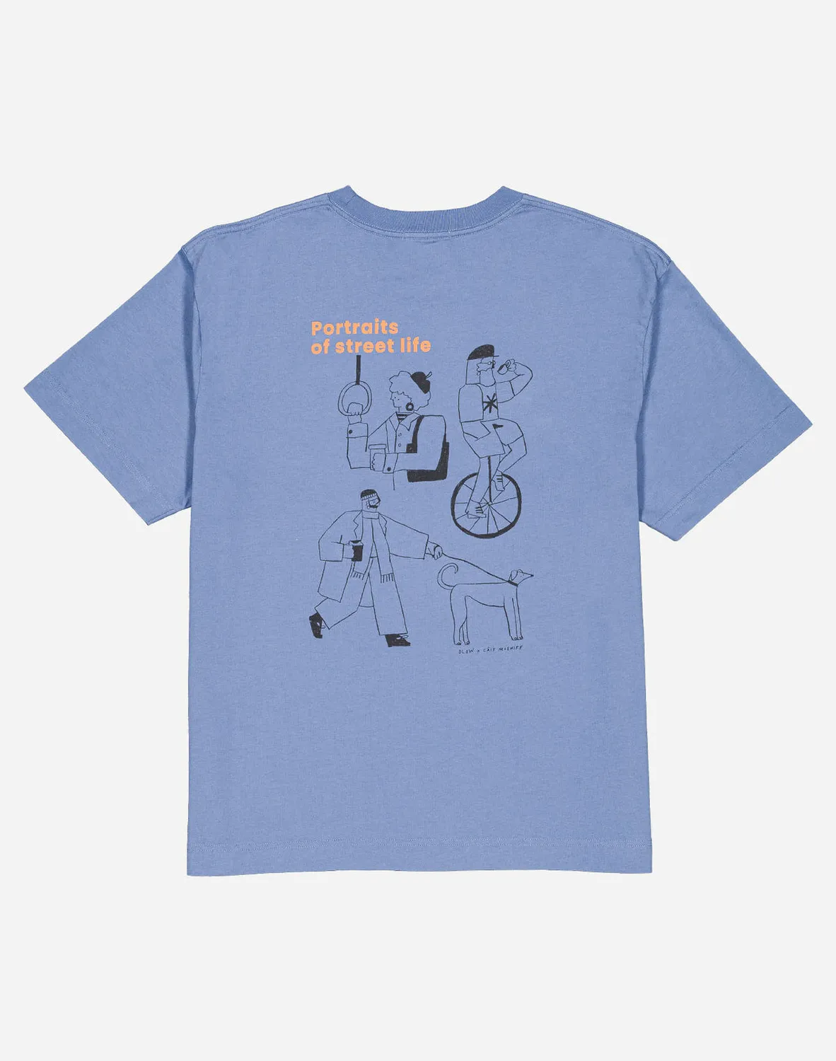 Olow People t-shirt ample bleu azure poche brodée