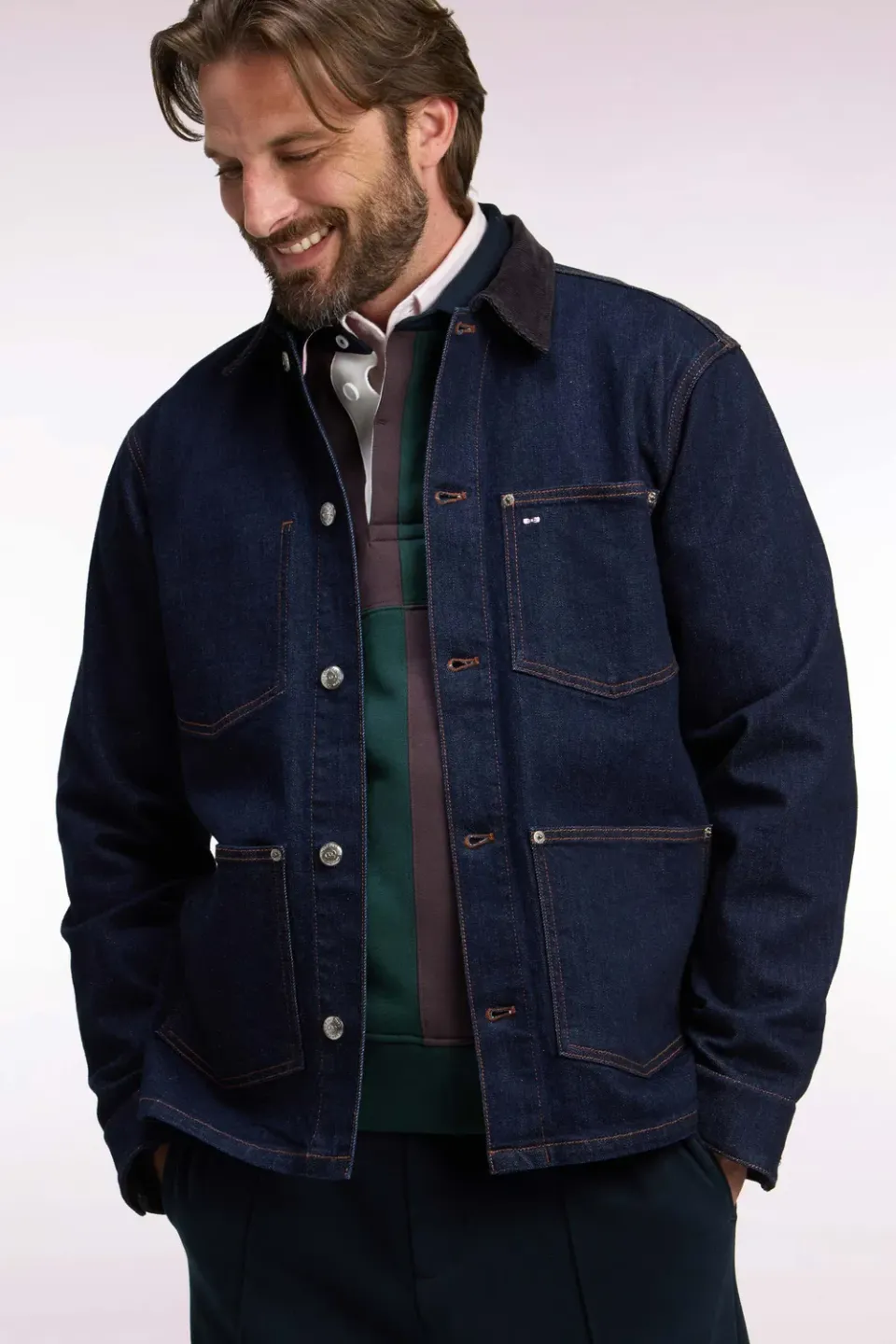 Eden Park College surchemise denim brut col velours