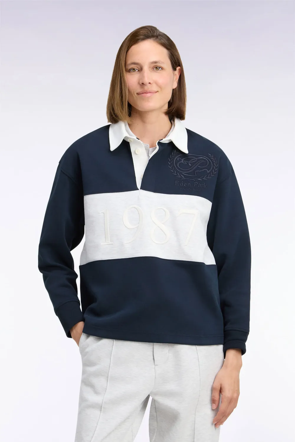 Eden Park Rugby Heritage H26MAISW0041 sweat marine chiné loose