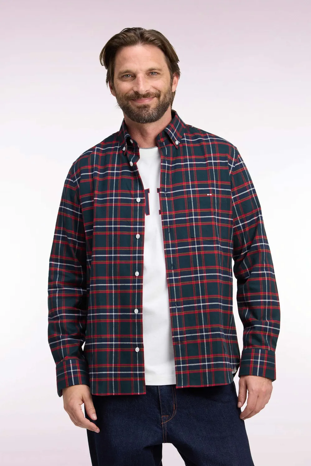 Eden Park College chemise flanelle carreaux homme coupe droite