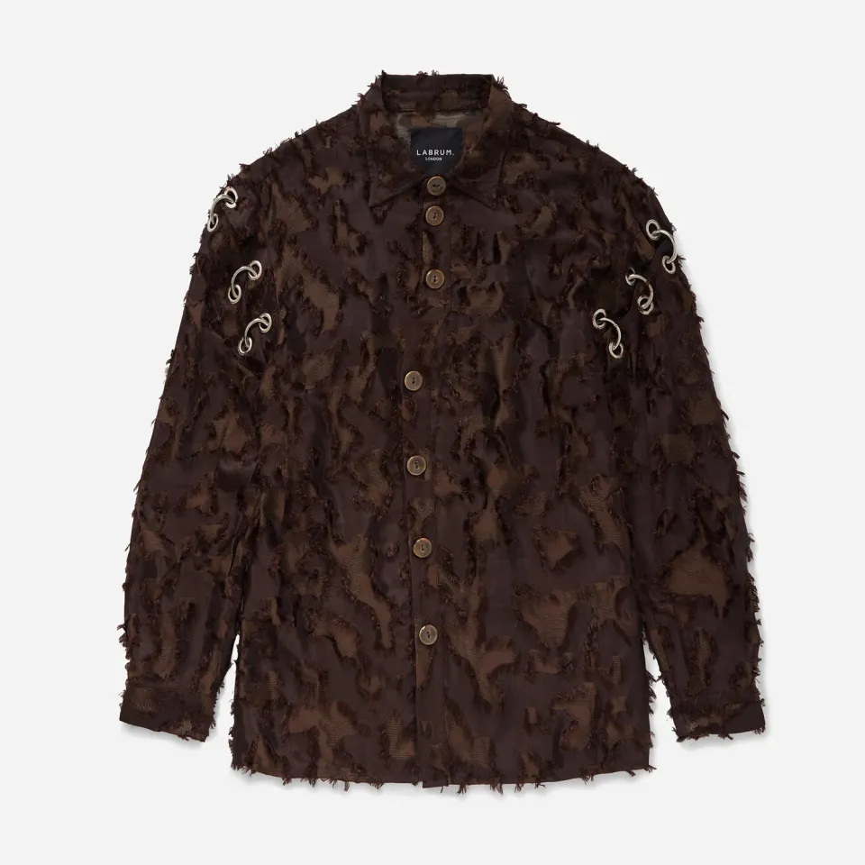 Labrum Black Label Brown Camo Eyelet chemise homme marron