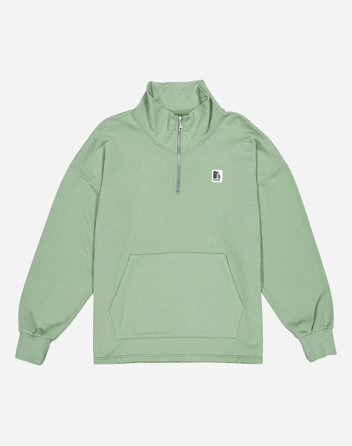 Olow Bernex sweat zippé vert sauge coton bio