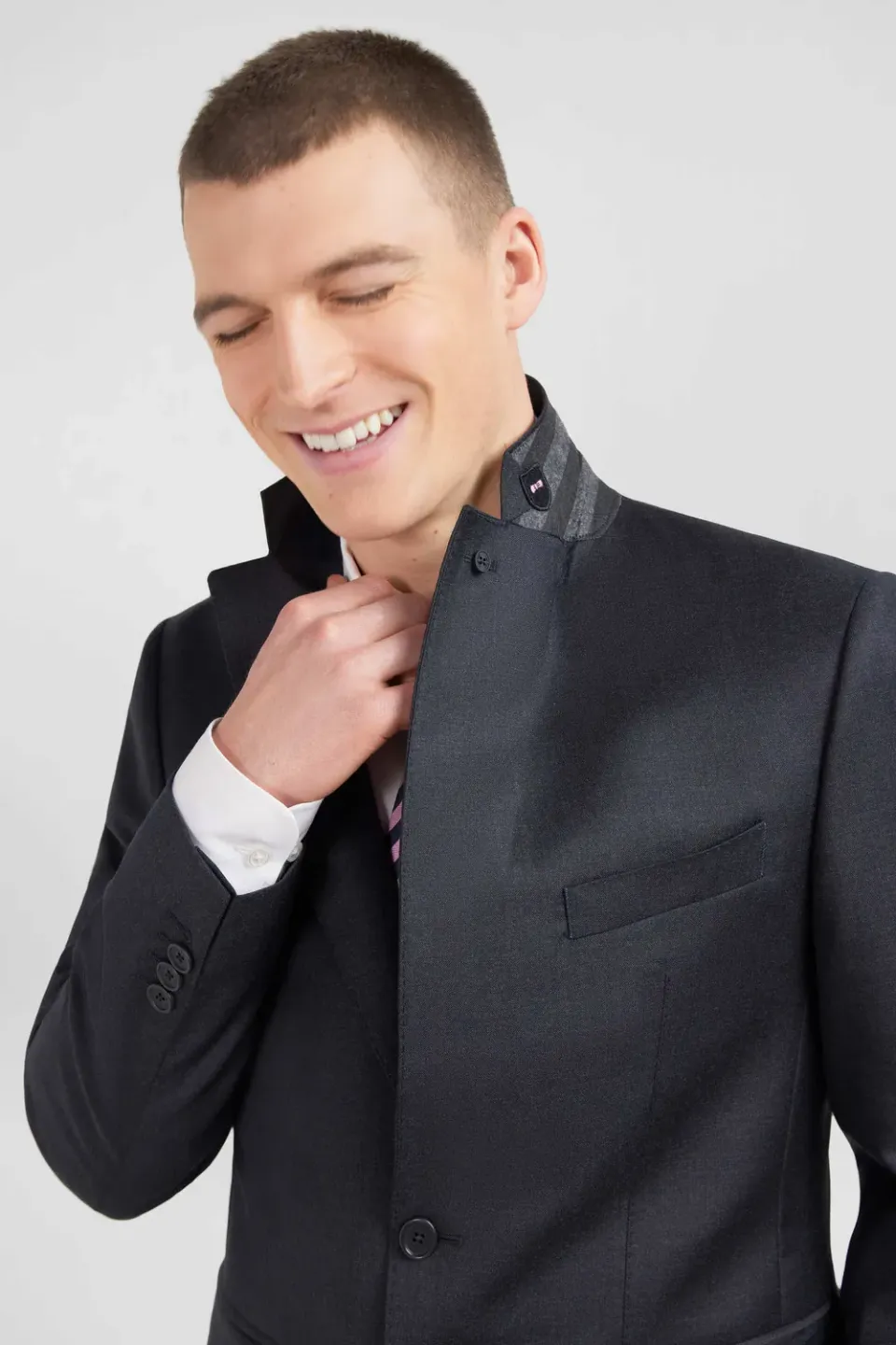 Eden Park costume regular homme laine gris foncé