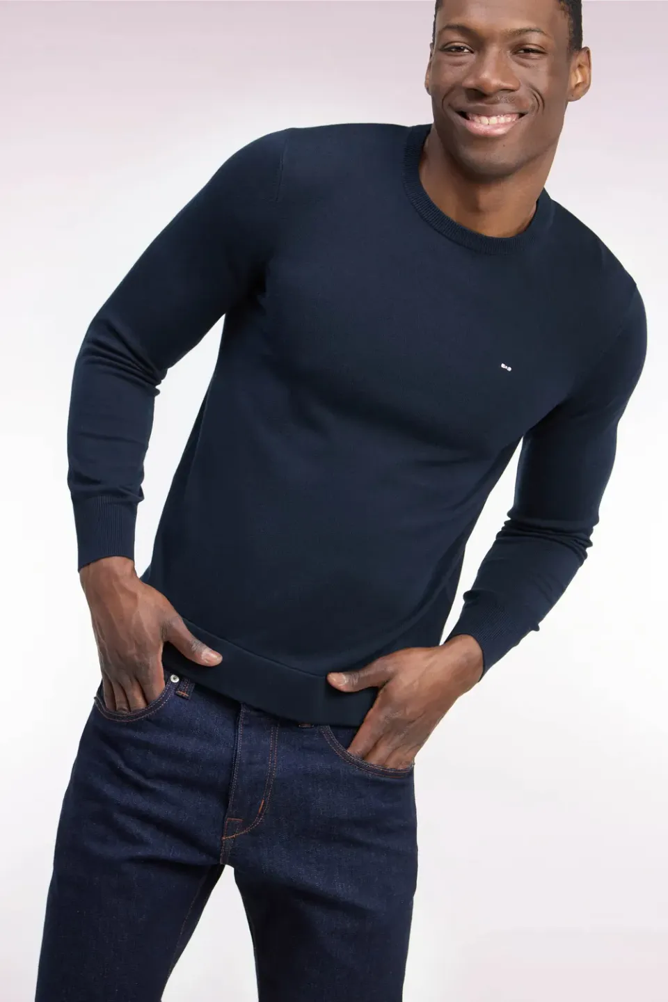 Eden Park pull col rond coton marine homme