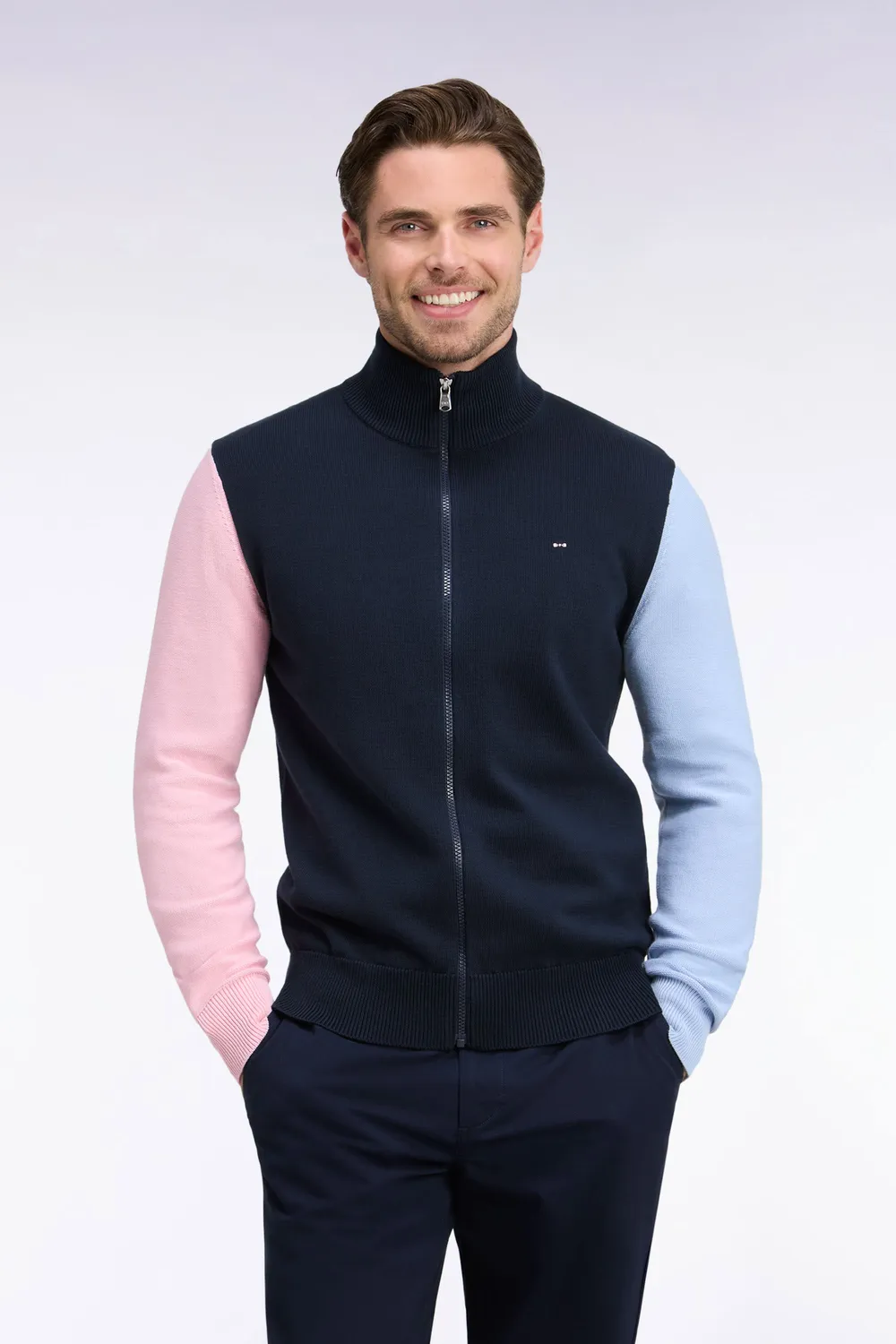 Eden Park Show Bizz cardigan zippé coton marine tricolore