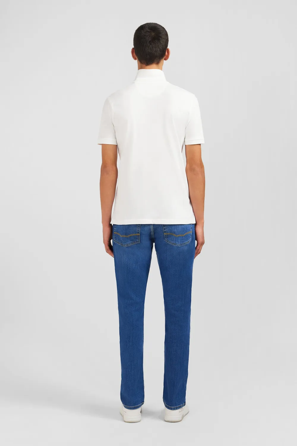 Eden Park Polo blanc coton pima stretch manches courtes