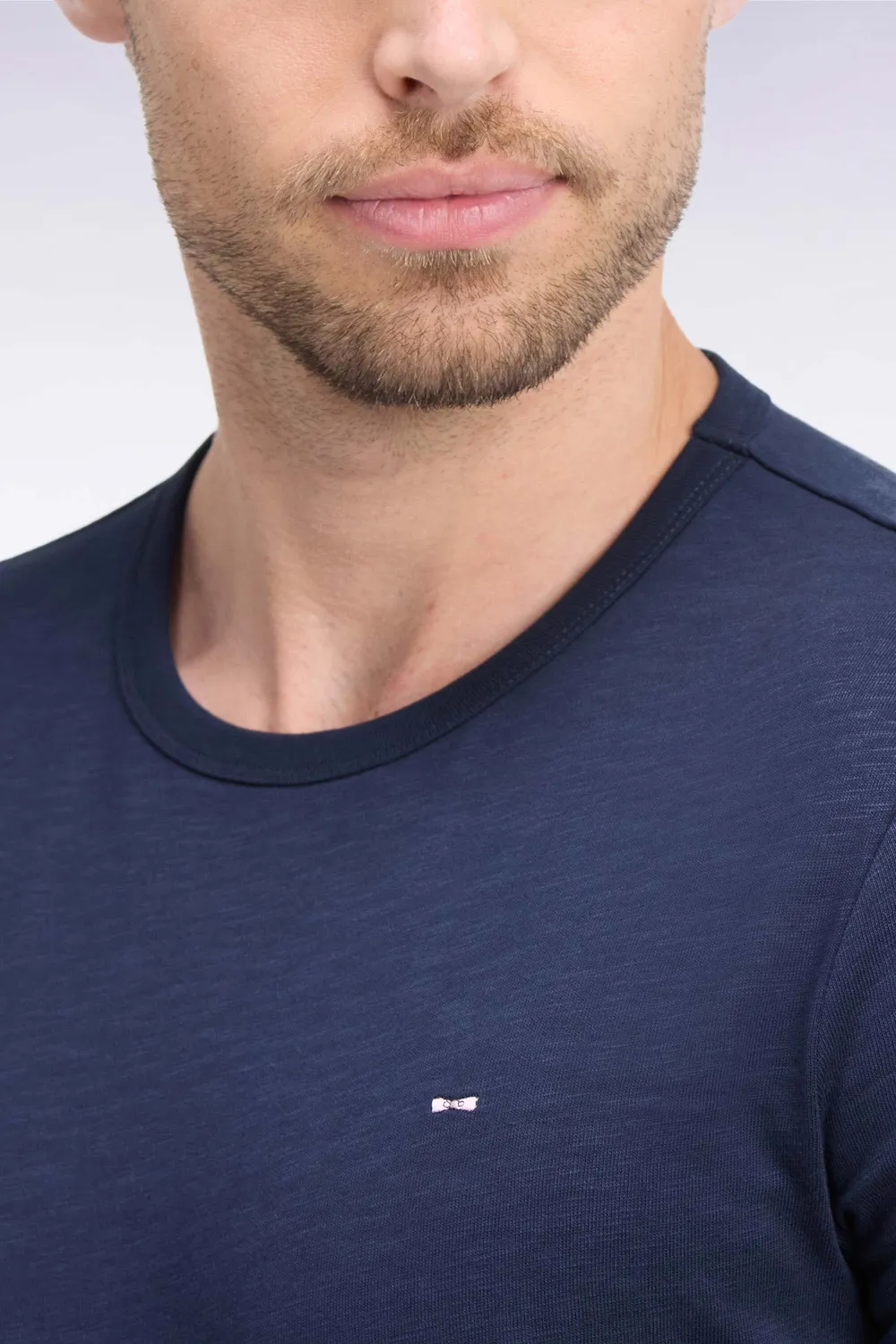 Eden Park t-shirt manches longues coton marine coupe slim