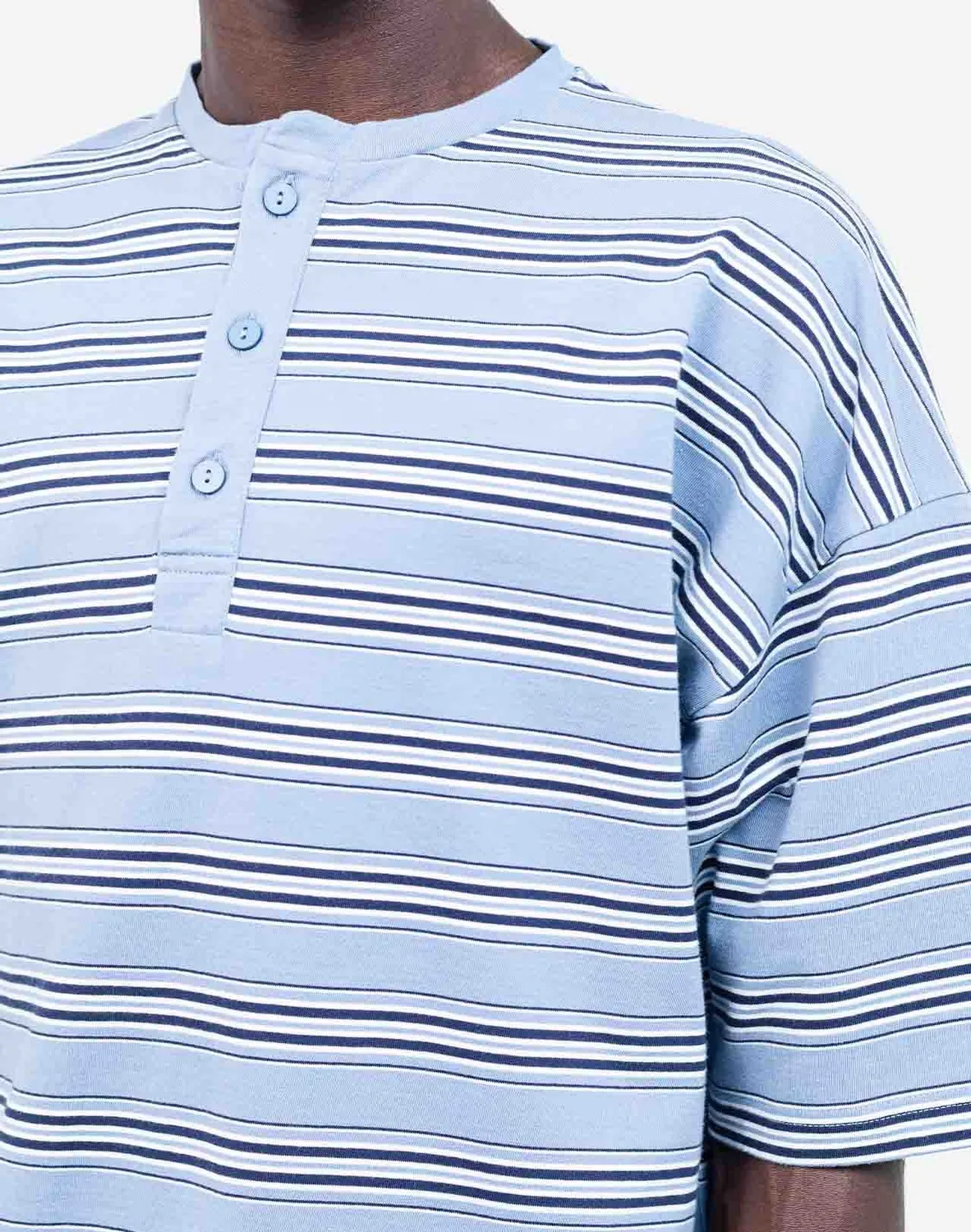 OLOW Omi T-shirt ample rayé bleu azur